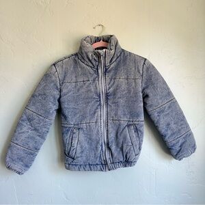 kidpik Kids Quilted‎ Washed Blue Denim Puffer Jacket Coat Size 12 Large